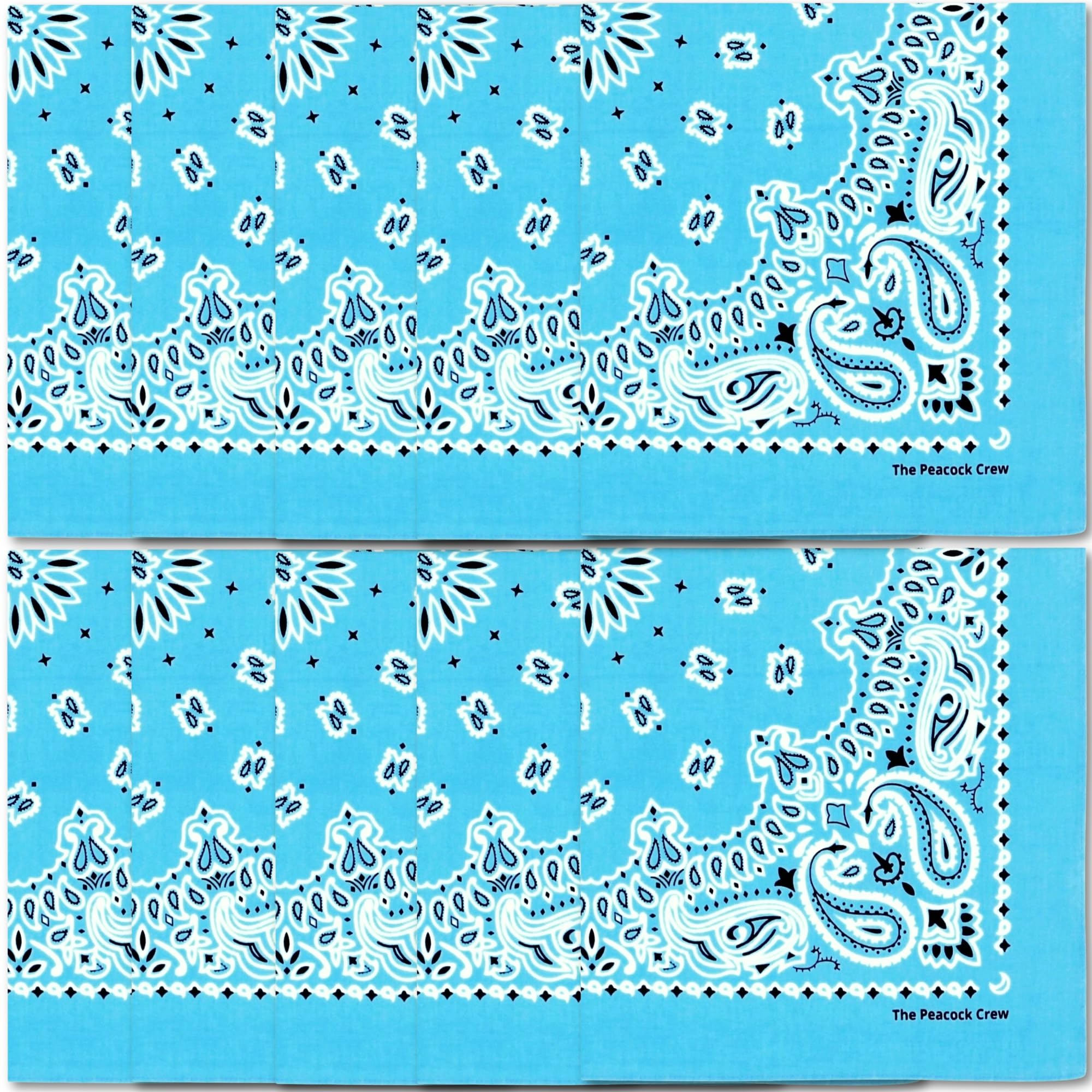 The Peacock Crew Premium Soft Cotton Bandanas Pack for Men and Women Paisley 22 x 22 inches