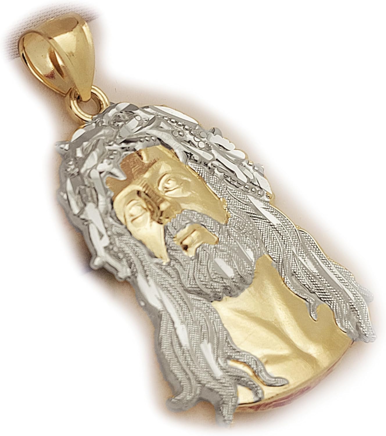 10k Yellow Gold Jesus Pendant for Mens Jesus Face Charm Jesus Head