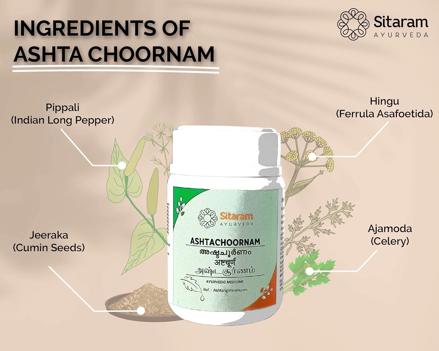 Sitaram Ayurveda Ashta Choornam 50Gms | Herbal Ayurvedic App...
