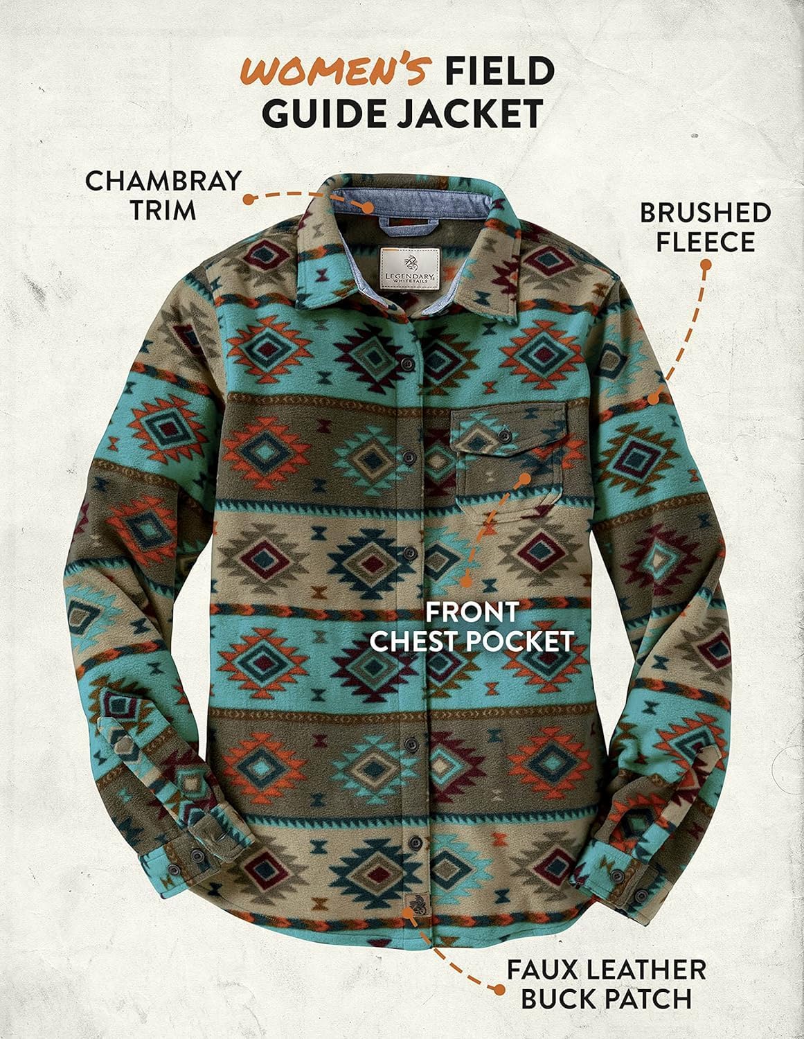 Legendary Whitetails Ladies Trail Guide Fleece Plaid Button Up Shirt - Image 7