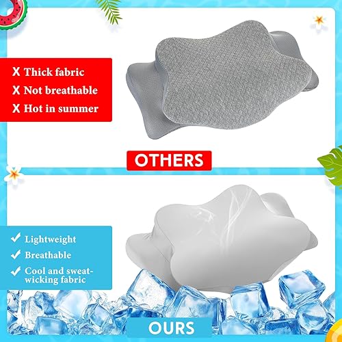 Miniatura 3 de Funda de almohada refrescante para el cuello cervical (solo funda de almohada) Funda de almohada ergonómica con cremallera, funda de almohada