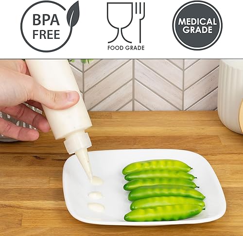 Miniatura 5 de Botellas de plástico para apretar (paquete de 6), multiuso, para manualidades, arte, cola, tela o decoración de tortas y más