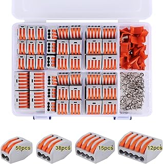 115 PCS Lever Wire Connectors Nuts Kit with Bases&Screws 28-12 AWG, Electrical Connectors 2/3/4/5 Conductor Combination, Compact Splicing Wire Connectors, Quick Disconnect Wire Splice Connectors