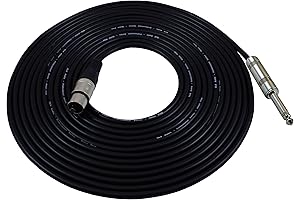GLS Audio 25ft Mic Cable Cords - XLR Female to 1/4" TS Black Cables