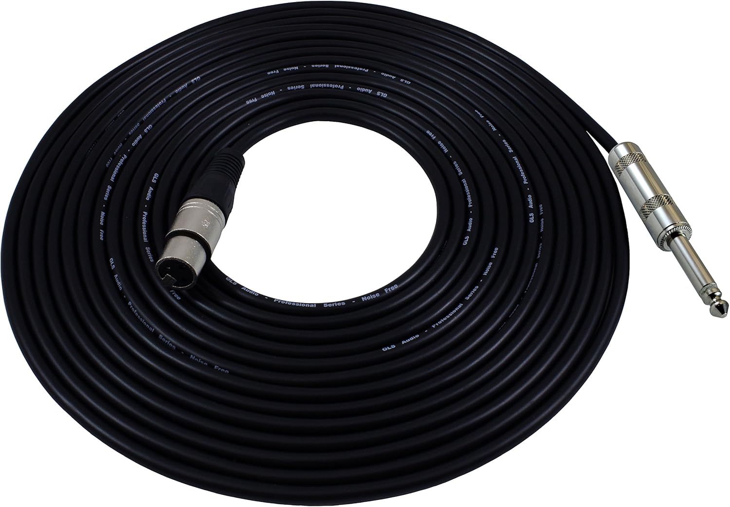 GLS Audio 25ft Mic Cable Cords - XLR Female to 1/4" TS Black Cables - 25' Mono Mike Snake Cord : Musical Instruments