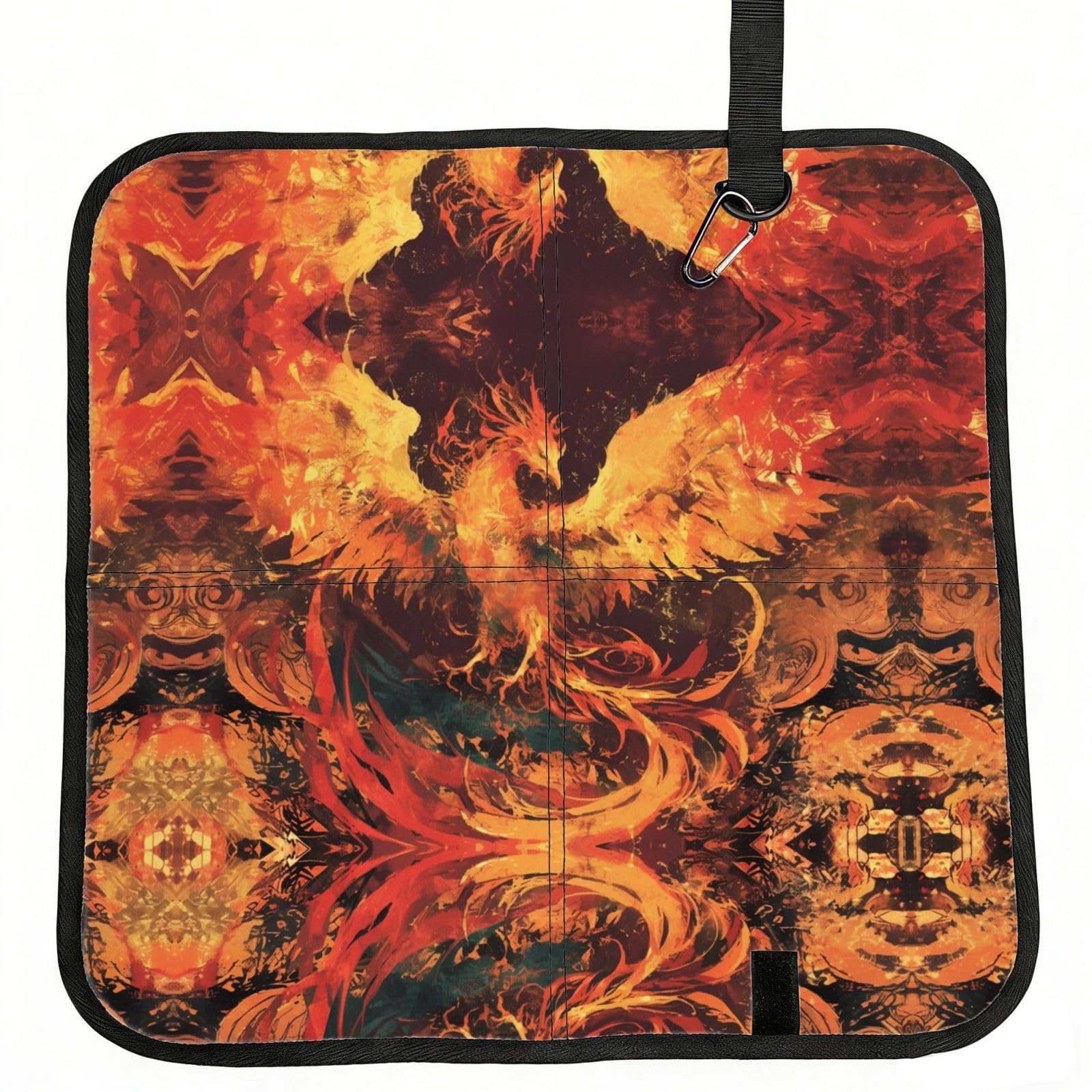 MROWYC Fire Phoenix Printed Foldable Seat Cushion - Portable with Carabiner, for Stadium, Camping, Hiking