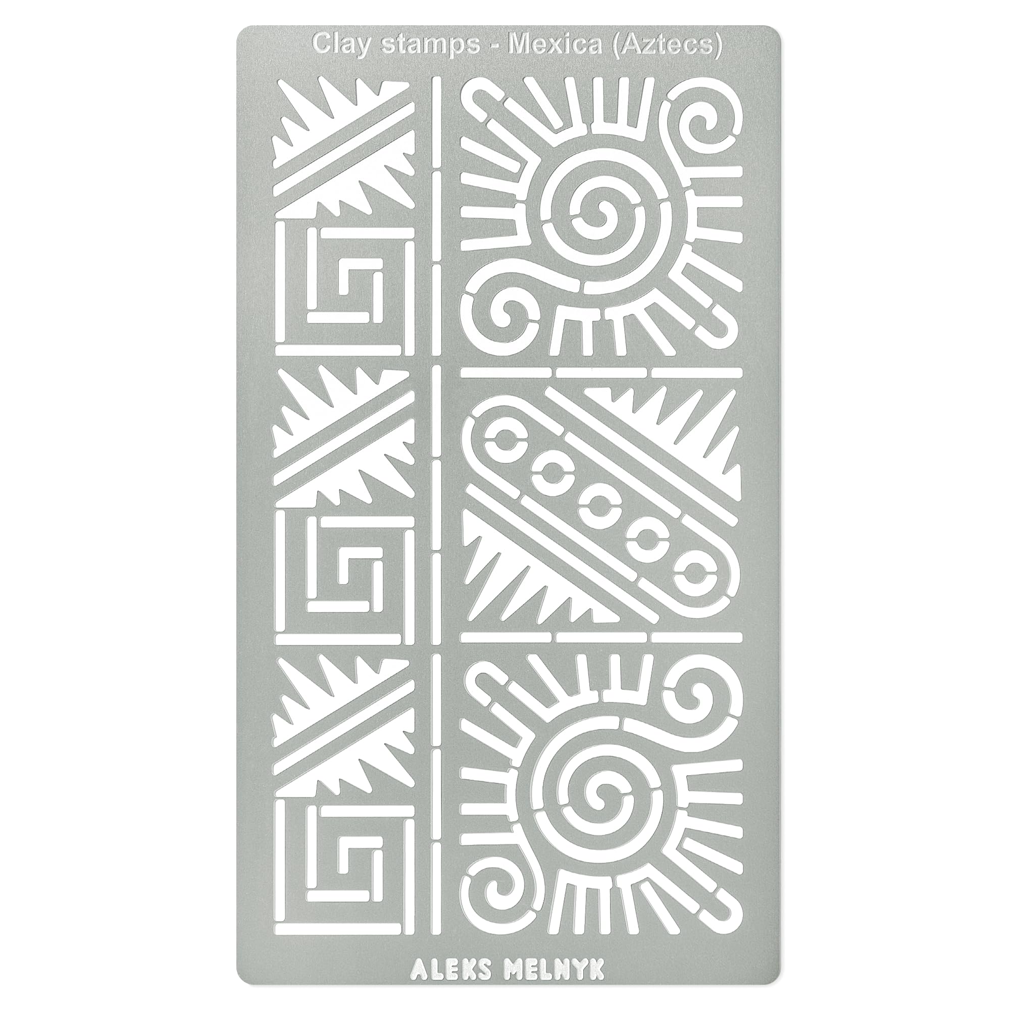 Aleks Melnyk No.433 Metal Stencil, Aztec Stencil Patterns and Symbols, Small Stencil, 1 PC, Template for Wood Burning, Engraving, Crafting, Scrapbook, Art