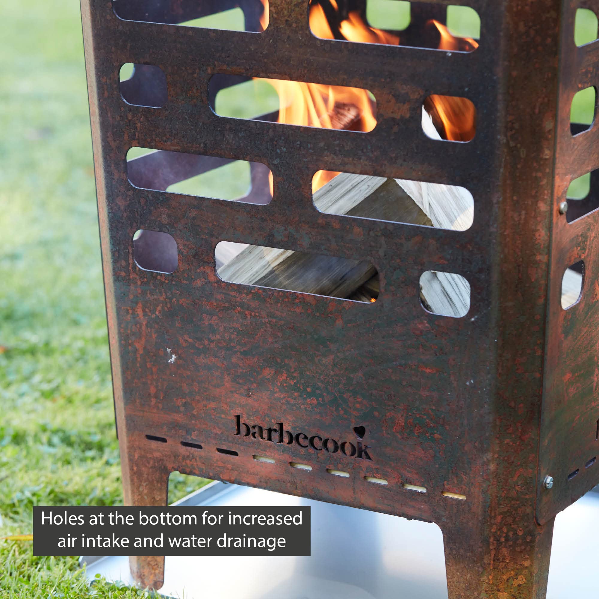 Barbecook brasero Jill en Acero corten, brasero de Exterior, 38x38x55cm