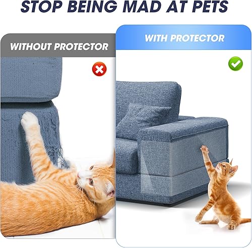 Miniatura 3 de Protector de muebles para gatos, protector de arañazos para sofá grande, protector transparente para sofá, pared, cama, gabinete, puerta, alfombra,
