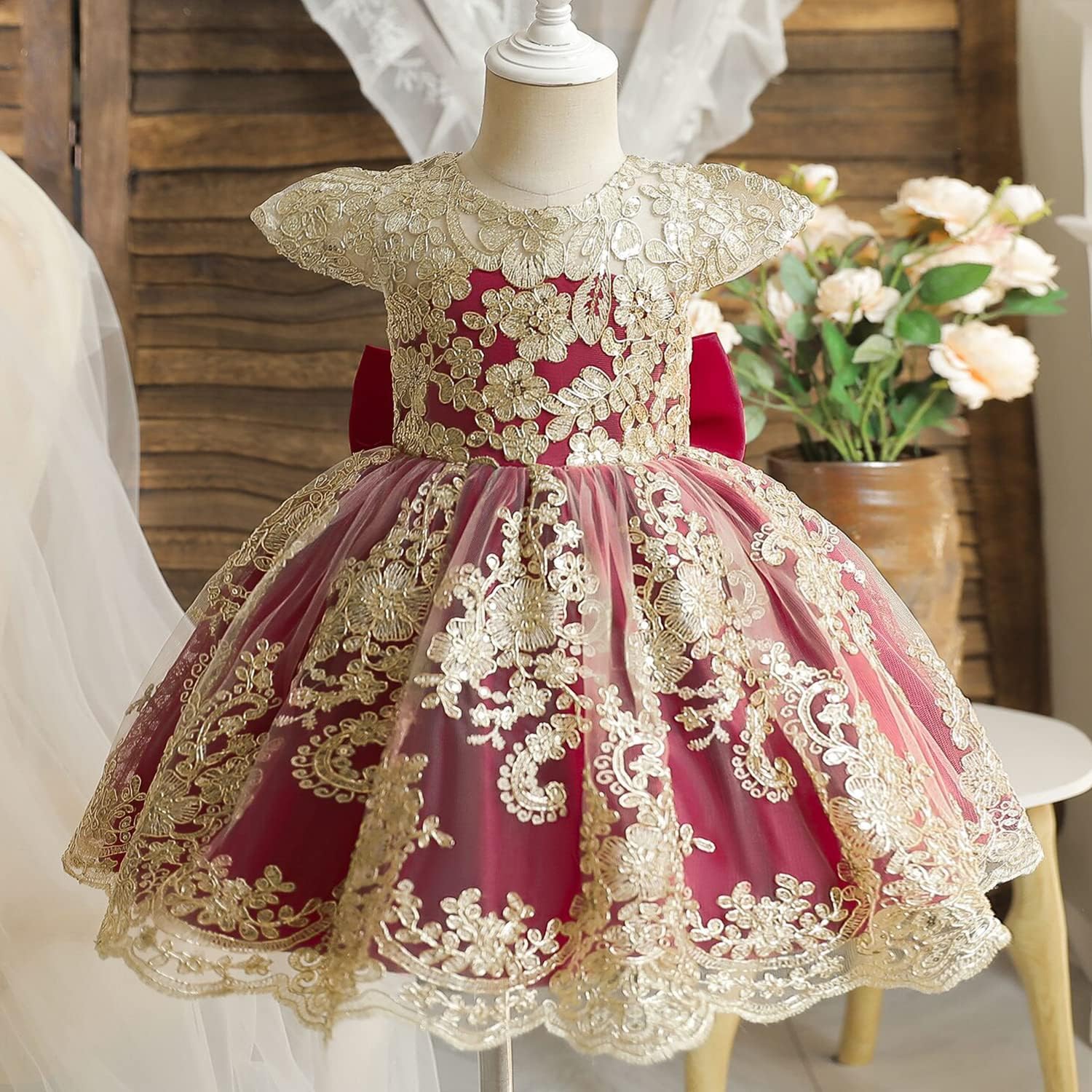HNXDYY Baby Girl Tutu Dress Princess Lace Embroidery Wedding Party Gown - Image 2
