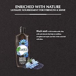Vatika Naturals Dabur Enriched Black Seed Hair Oil - Strengthening & Shine-Enhancing Serum with Black Seed Extract for Scalp Vitality, Moisture Balance & Resilience - Promotes Healthy Hair - 300 ml