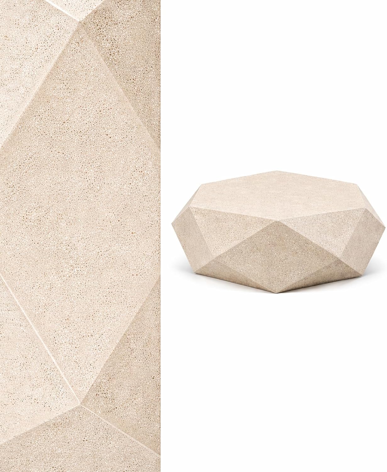 no.103 GFRC Concrete Coffee Table 35.4” - Handcrafted Round Modern Architectural Table, Weather Resistant, Indoor & Outdoor, 125 lbs Solid Cement Construction for Patio or Living Room