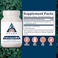 Vista 3 de Ayush Herbs Ashwagandha, suplemento de apoyo cognitivo ayurvédico, suplemento herbario Ashwagandha, 120 cápsulas vegetarianas
