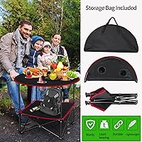 Vista 8 de Mesa de camping plegable, mesa de picnic portátil con 4 portavasos para bebidas y bolsas de transporte, mesa de playa plegable ligera, mesa de lona