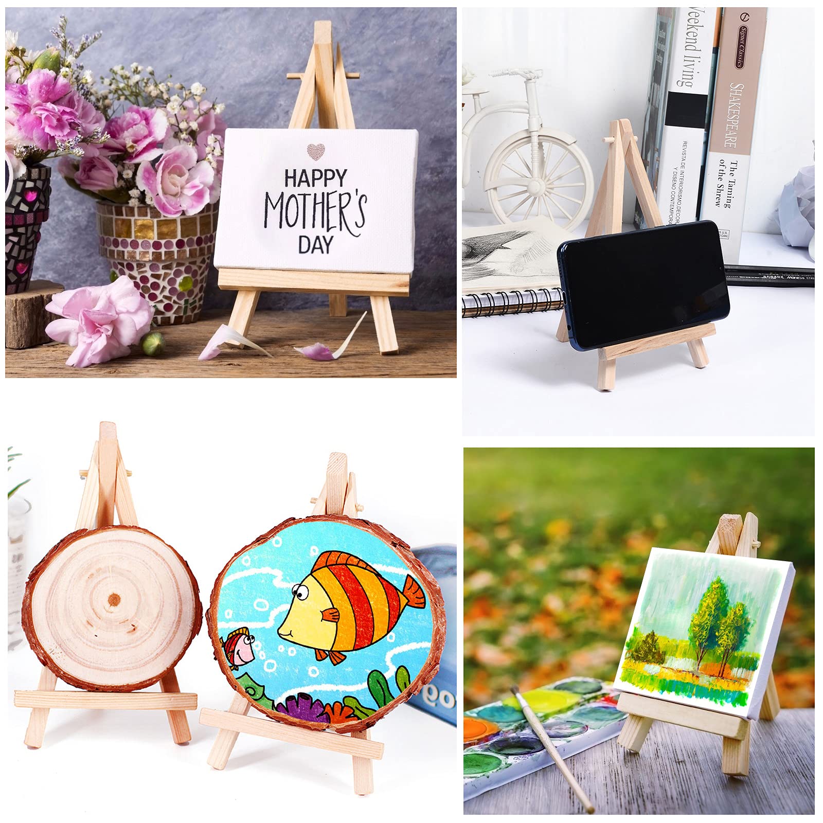 Mini Cavalletto di Legno, 20 Pezzi Cavalletto Segnaposto per Display, Treppiedi Porta Foto Dipingere per Matrimonio Compleanno Festa Battesimo Pittore Decorazione Tavolo(16x9cm)