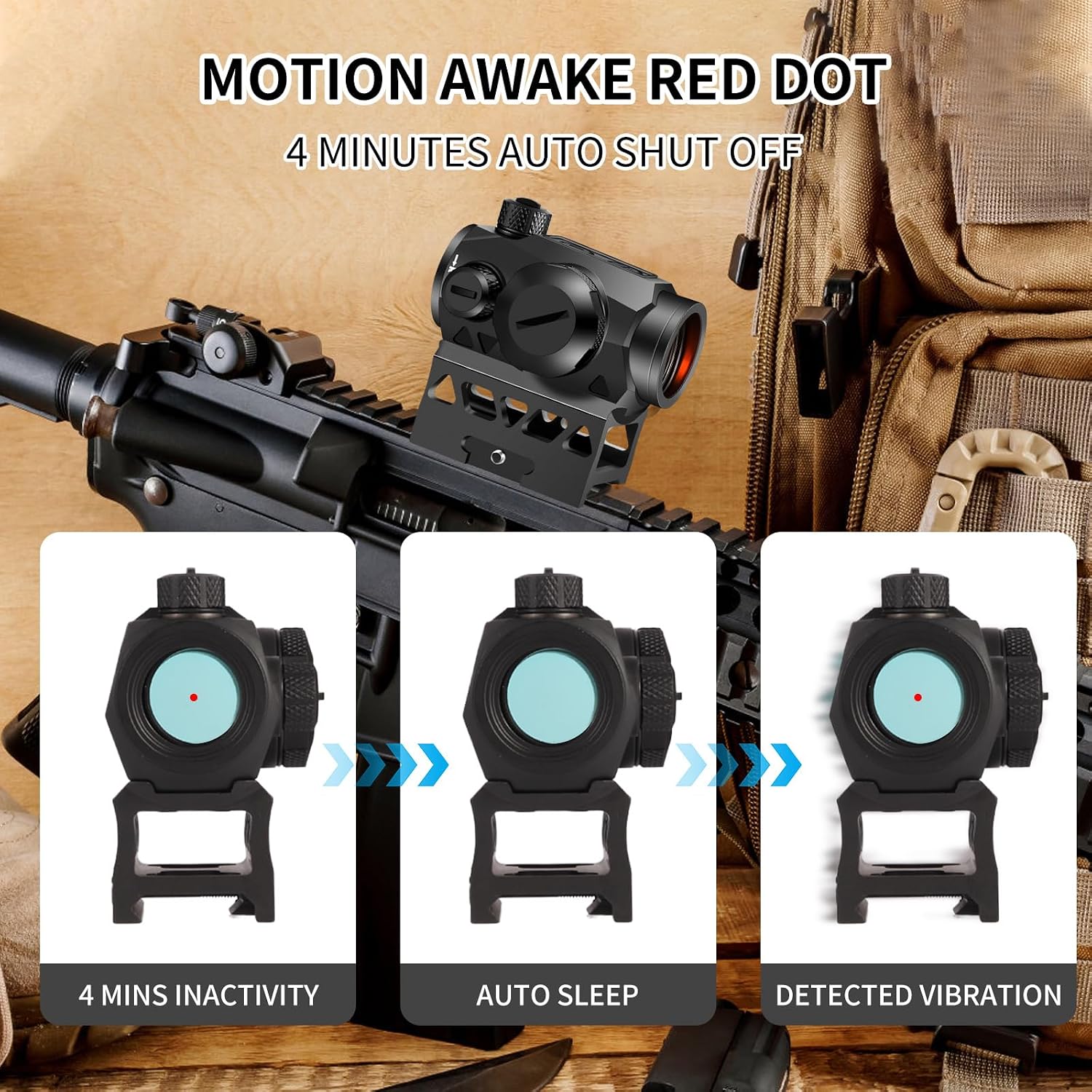 Flip Up Reflex Sight Heightened Base, Red Dot Sight with Anti-Fog & Shockproof Aiming Scope Sight Reflex Sight for Pistol for 20mm Picatinny Rail RMR Mounts (Red Dot)