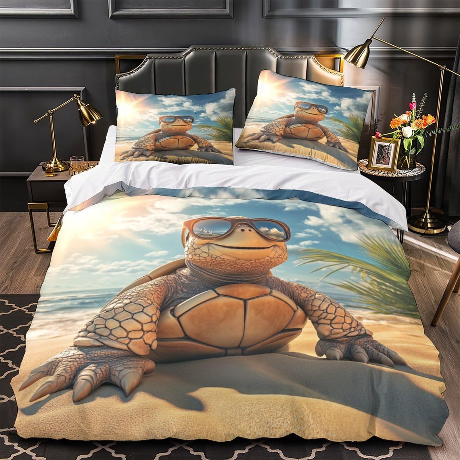 Housse de couette tortue de Sunny Beach en microfibre 135x200