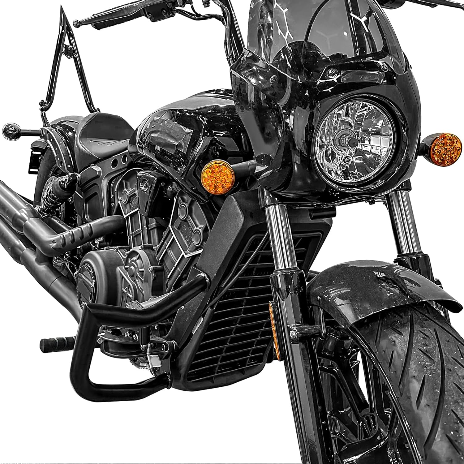 Mofun Engine Guard Highway Crash Bar Sharp Angle Compatible with Indian Scout ABS/Bobber/Sixty/Rogue 2015-2024, Black