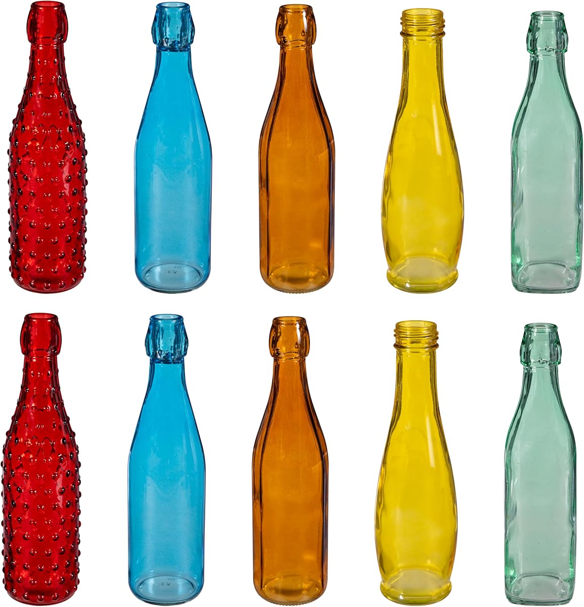 Evergreen Garden Botellas de vidrio para árbol de botellas, botellas de vino para decoración de interiores y exteriores, decoración de bodas, fiestas de Navidad (arco iris, juego de 10)