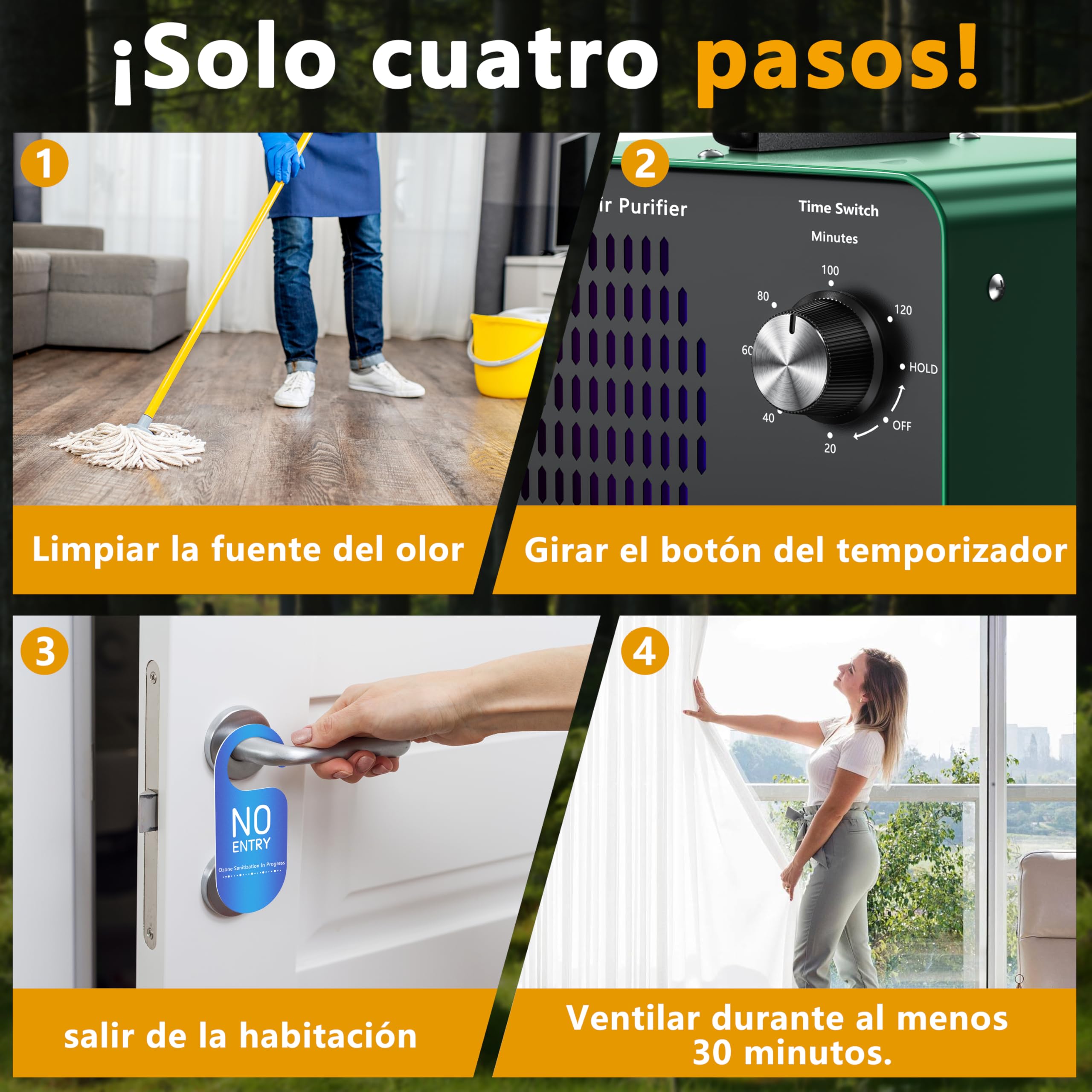 Generador de ozono de 90 000 mg/h con temporizador de 120 minutos, ozonizador de 600 m². Aparato de ozono industrial, ozonizador O3 para el hogar/humo/olores de mascotas/olores de cocina/garaje/hotele
