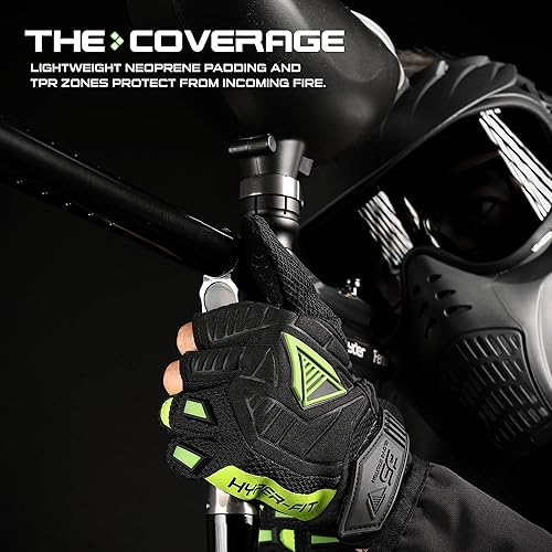 Miniatura 10 de Glove Station Hyper-Fit - Guantes tácticos de paintball  2 diseños sin dedos para paintball y equipo de Airsoft para hombres con excelente agarre