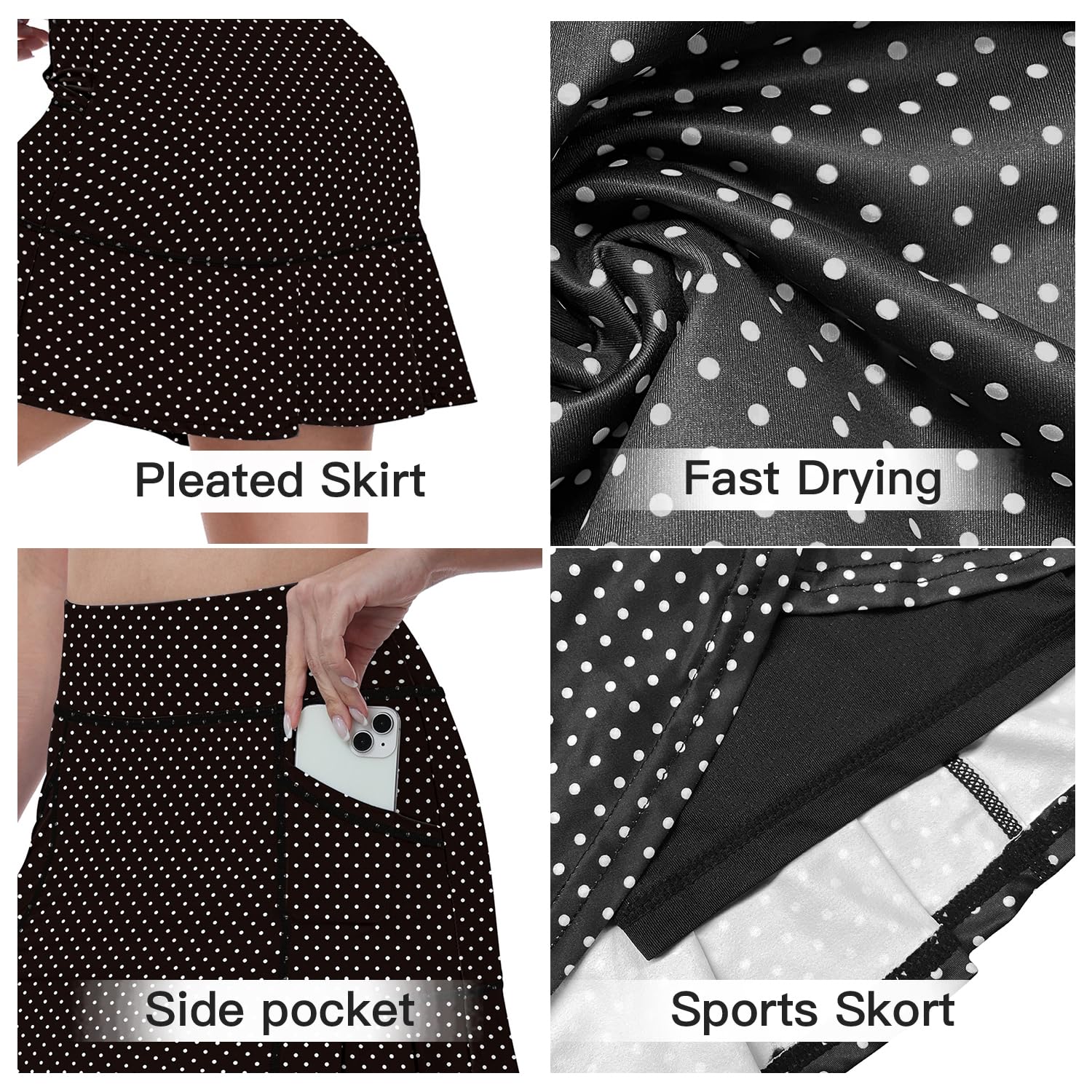 WOWENY Falda Pantalon Mujer Deporte Padel Cortas con Bolsillos Skorts Golf Plisada Respirable para Caminata Bádminton Verano