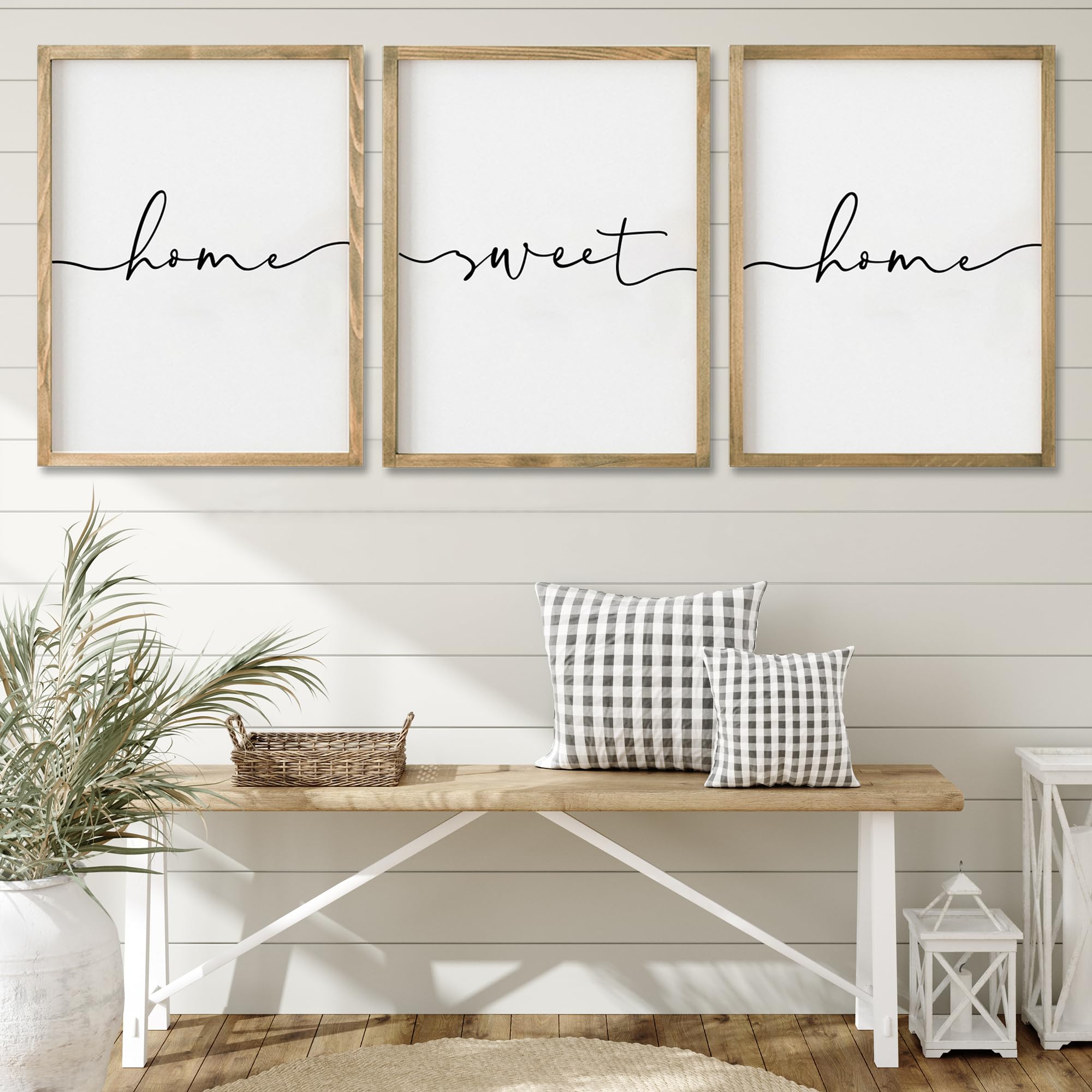 Set of 3 Framed Farmhouse Home Sweet Home Sign Above Bed Wall Decor for Bedroom Decor Wall Art Wood Signs