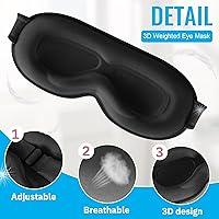 Vista 5 de Máscara para dormir, máscara de ojos contorneada profunda 3D mejorada para dormir, cubiertas de ojos sin presión, 99% bloquean la luz con correa