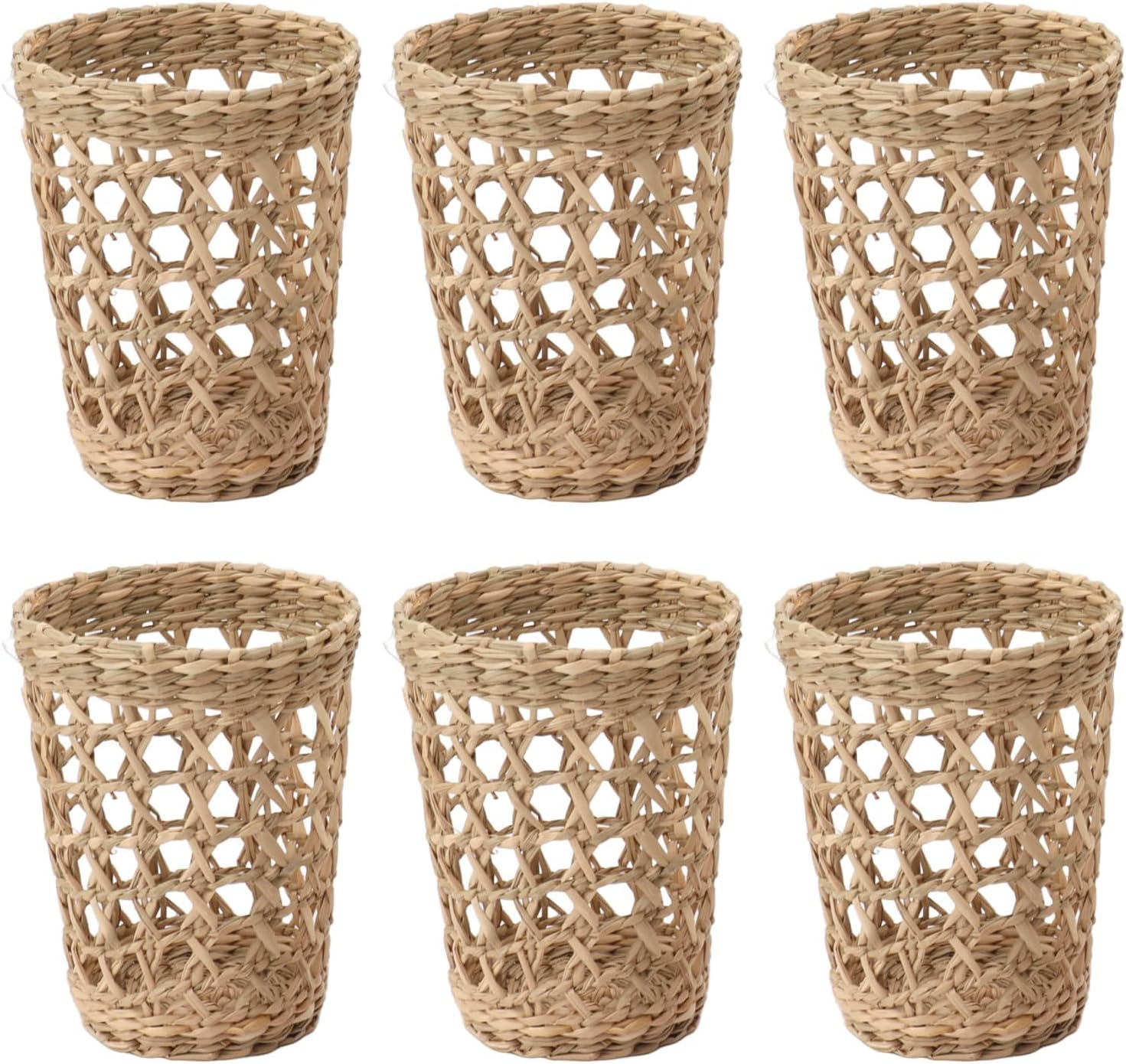 6Pcs Handwoven Vase Sleeve, Hand Woven Wicker Cup Holder Cute Cozy Mug Sleeves Wicker Cup Holder Rattan Tumbler Sleeves for Home
