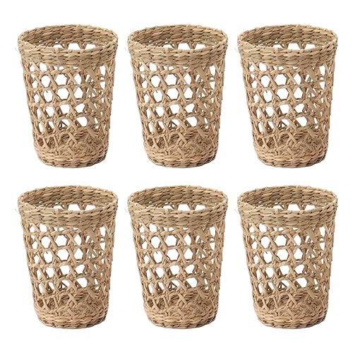 6Pcs Handwoven Vase Sleeve, Hand Woven Wicker Cup Holder Cute