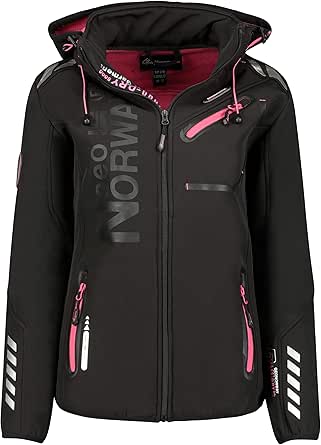 Veste Softshell Marine Femme Geographical Norway Reine - Manches longues - Avec capuche - 100% polyester Bleu - Prêt-à-Porter