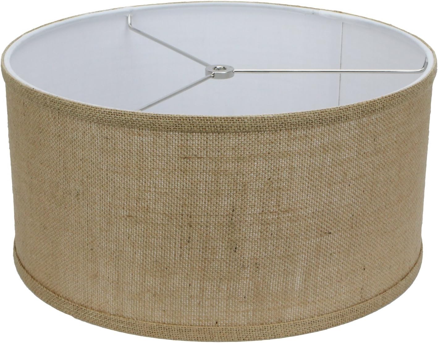 FenchelShades.com 14" Top Diameter x 14" Bottom Diameter 7" Height Cylinder Drum Lampshade USA Made (Burlap Natural)