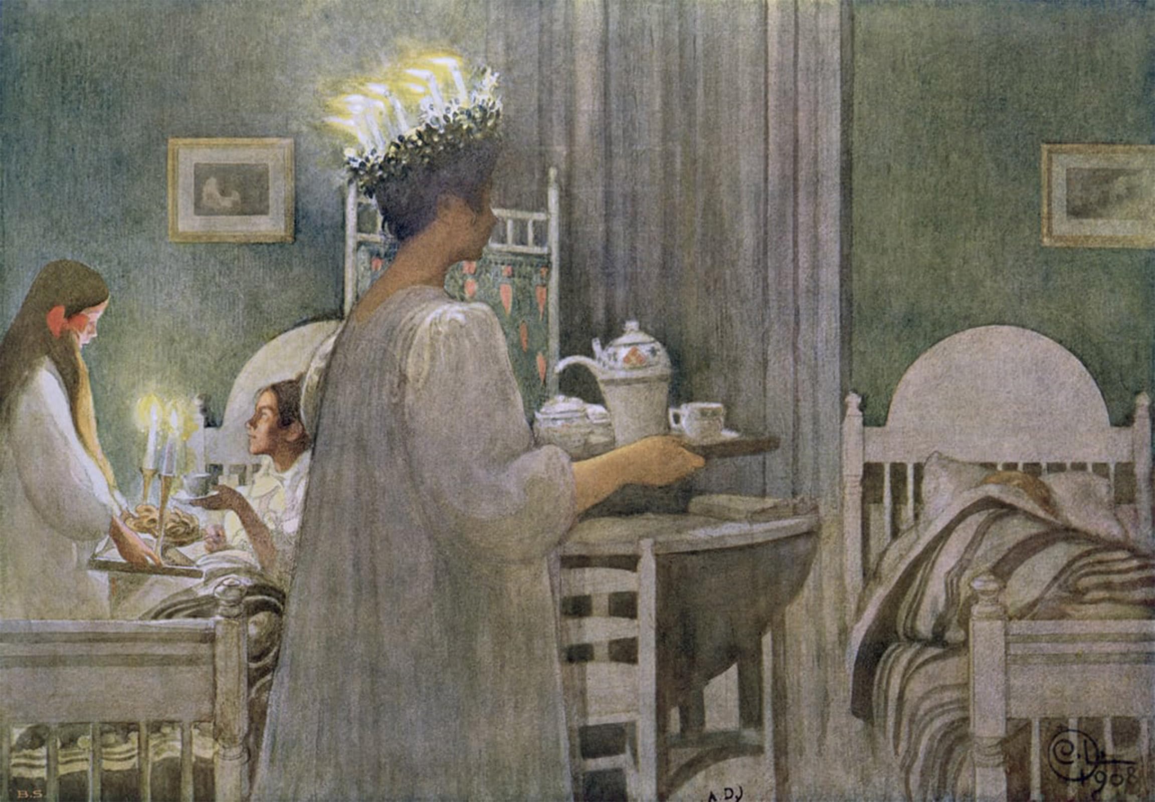 POSTERIIk Vintage Art Print Images Pictures Print The feast of st. on th december by Carl Larsson Modern Colour Posters for Office Home Decor 60x90cm