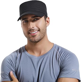 Unisex Fitted Military Hat Mens Cotton Blank Flat Top Full Closed Caps Cadet Army Style Cap Dad Hat
