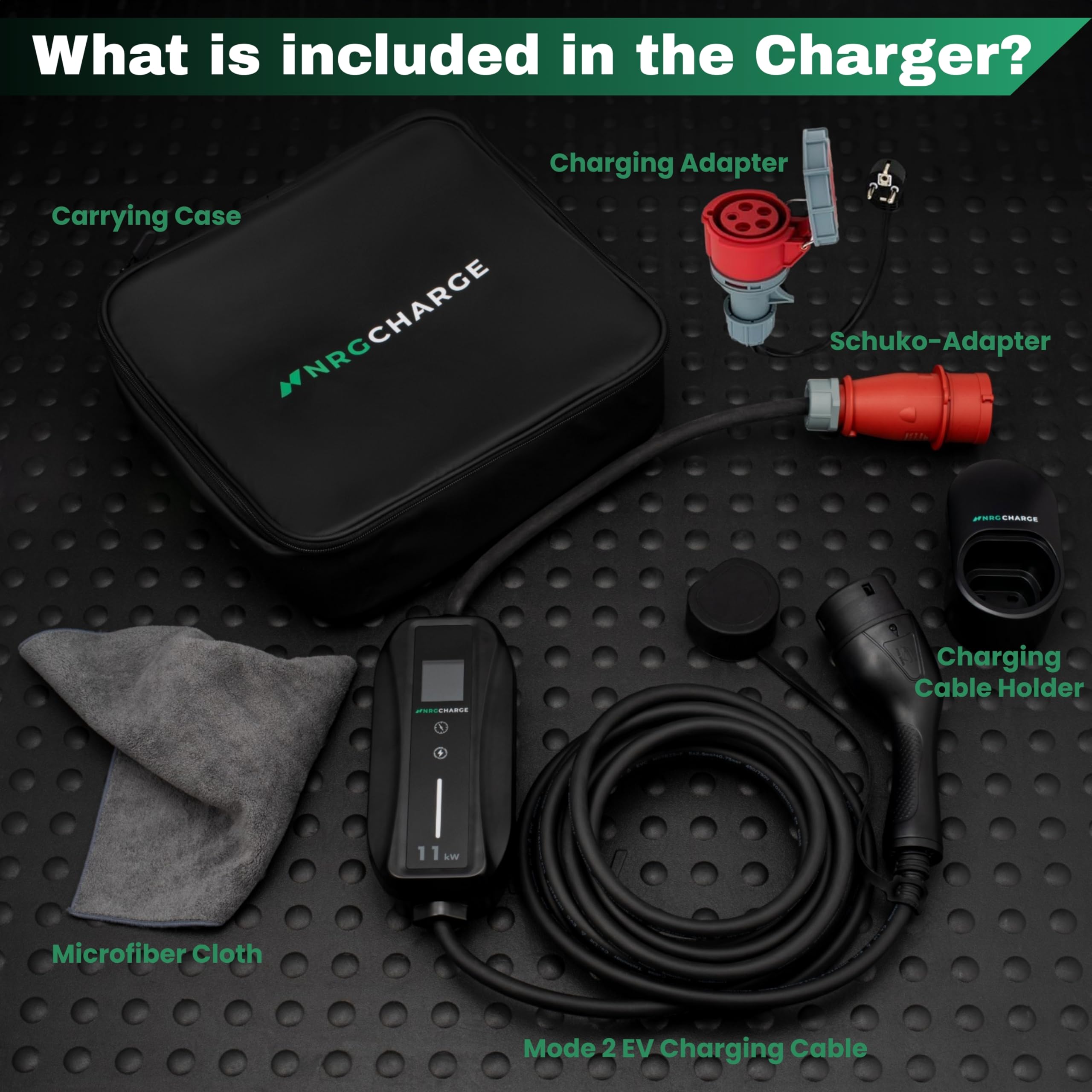 Cable de carga tipo 2 enchufe CEE [trifásico, 7 m, 6-16 A] - Caja de pared móvil y cargador EV - Carga rápida para coche eléctrico - Compatible con VW, Tesla, BMW, Audi, Hyundai y más (11