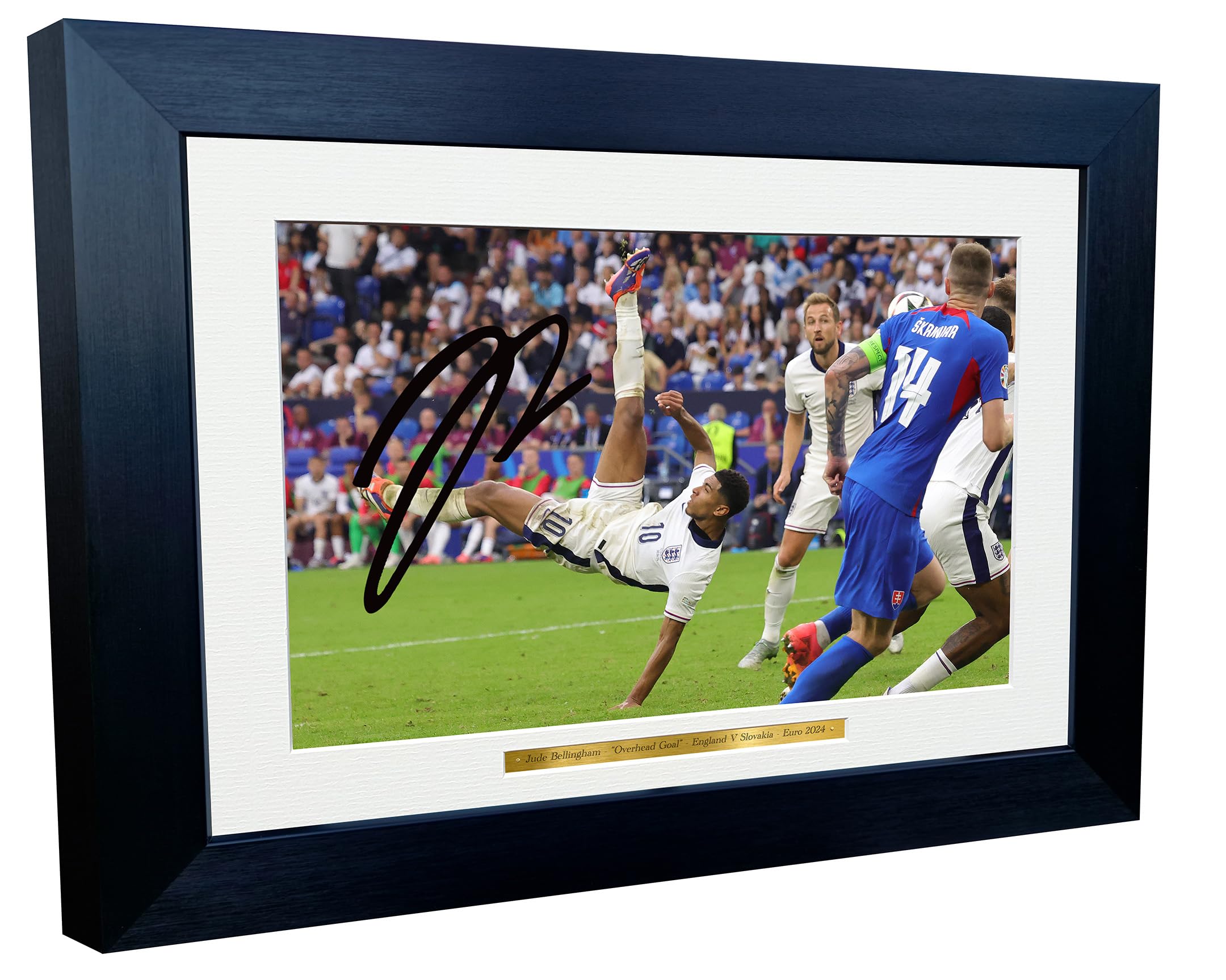 12x8 A4 Jude Bellingham Overhead Goal England Euros 2024 Autographed Signed Photo Photograph Picture Frame Football Soccer Poster Gift