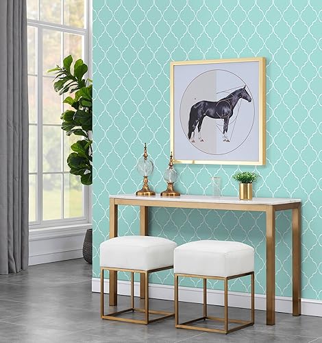 Miniatura 3 de Papel tapiz de enrejado azul y verde de 17.3 x 78.7 pulgadas, papel de contacto geométrico, patrón moderno, papel tapiz autoadhesivo autoadhesivo,