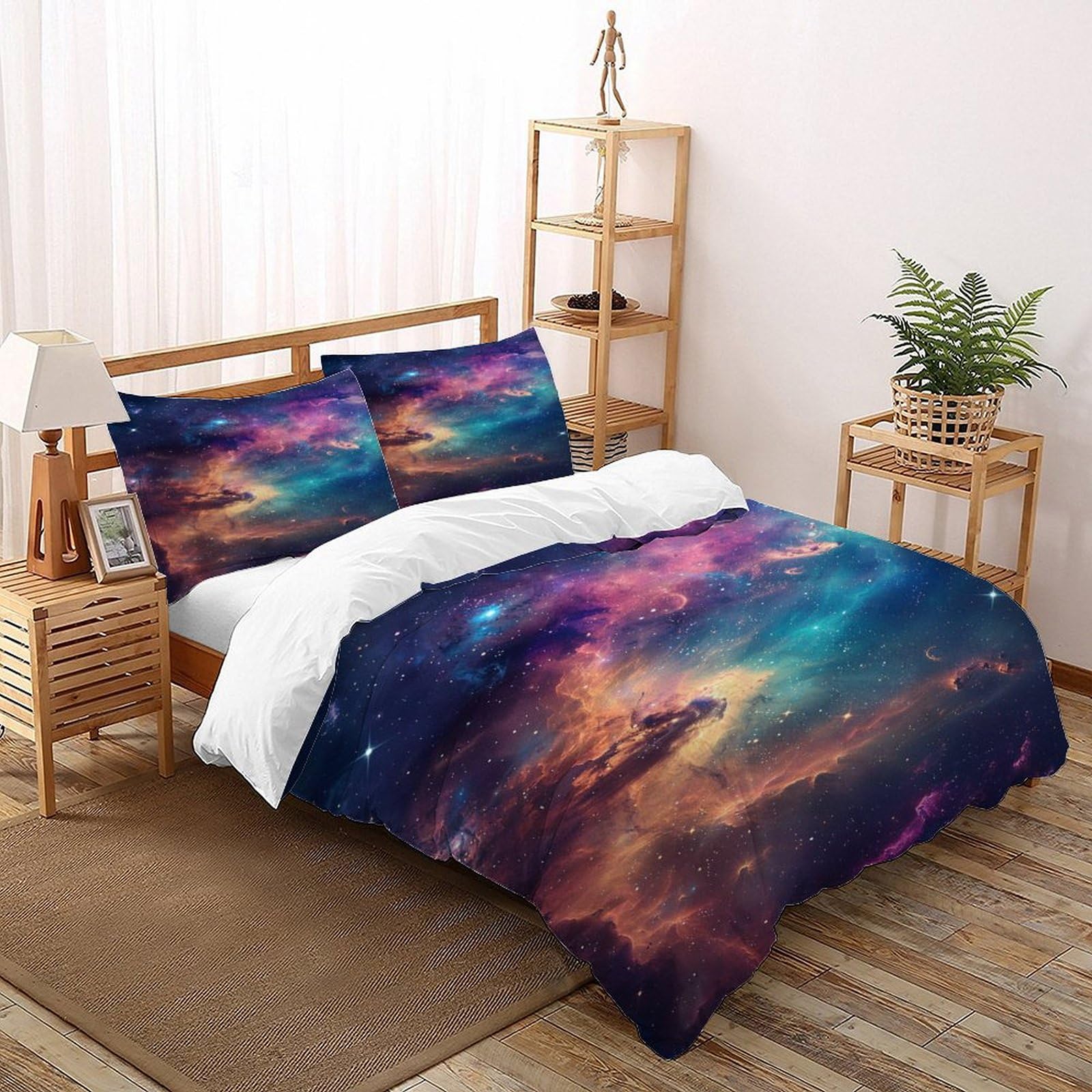Housse de couette cosmique 260x220cm pour transformer votre chambre adulte en nuit étoilée