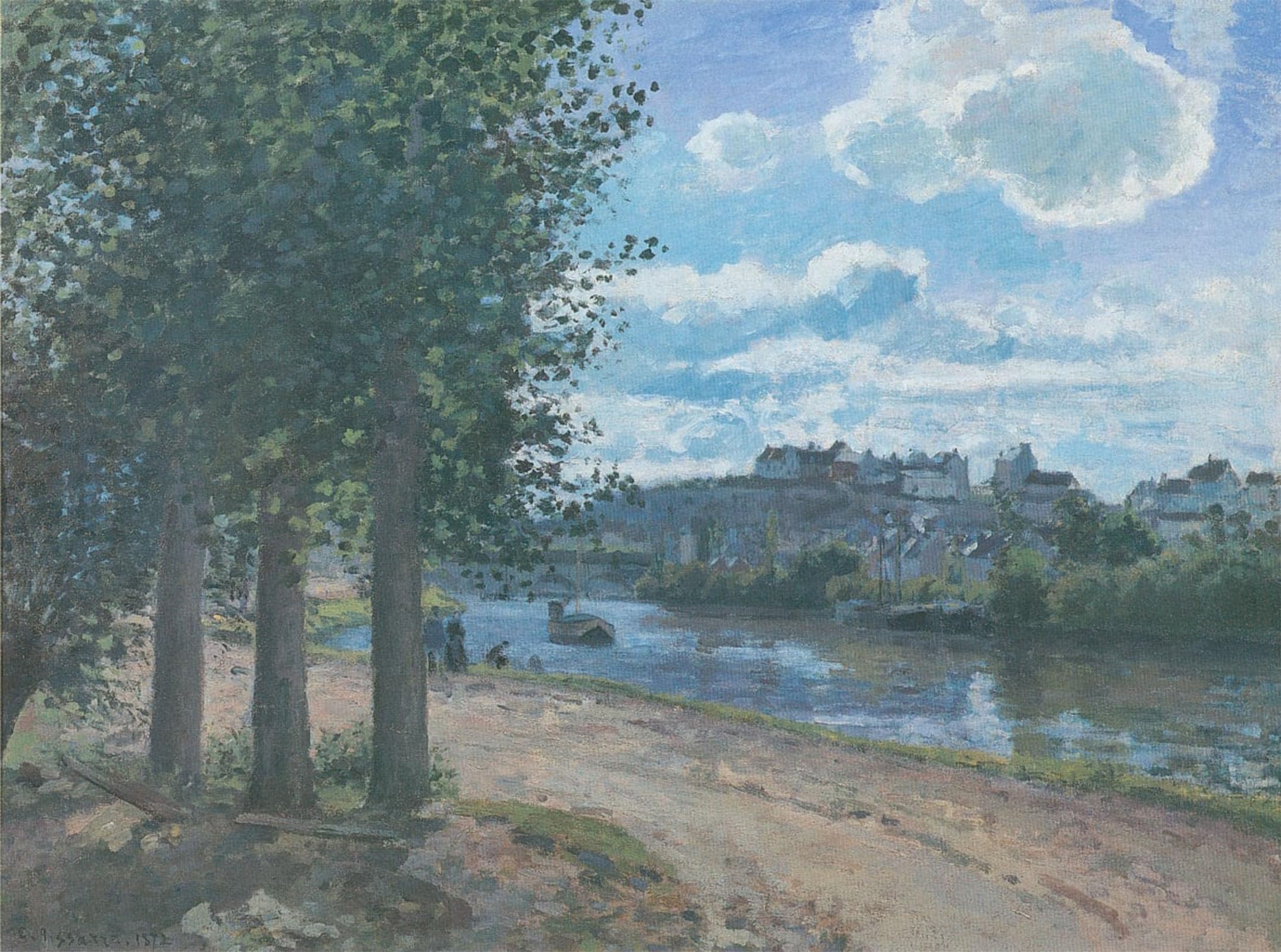 Tableau Pontoise Bords De L'Oise Toile Décoration Murale pour Illuminer un Intérieur Sombre 60x90