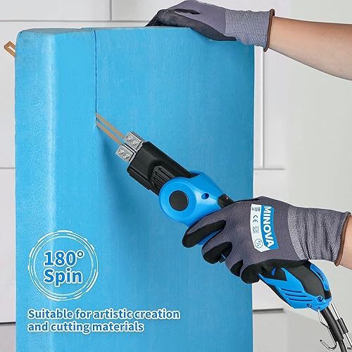 Miniatura 16 de Cuchillo caliente eléctrico giratorio de 250 W, kit de herramientas de corte de espuma de 6 cuchillas, sistema de refrigeración por aire de cuerpo