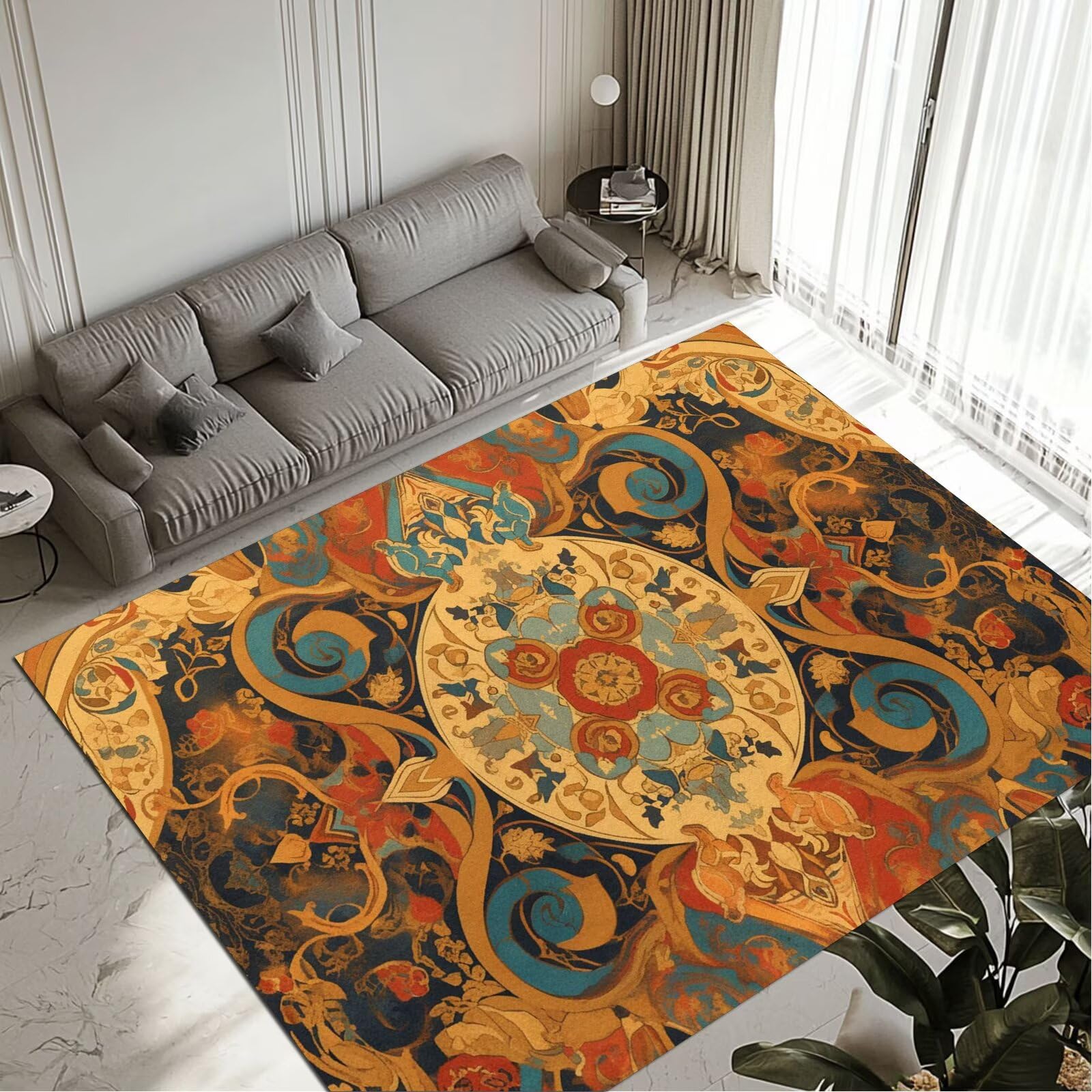 Grand tapis de salon 80x150cm imperméable antidérapant lavable pour couloir