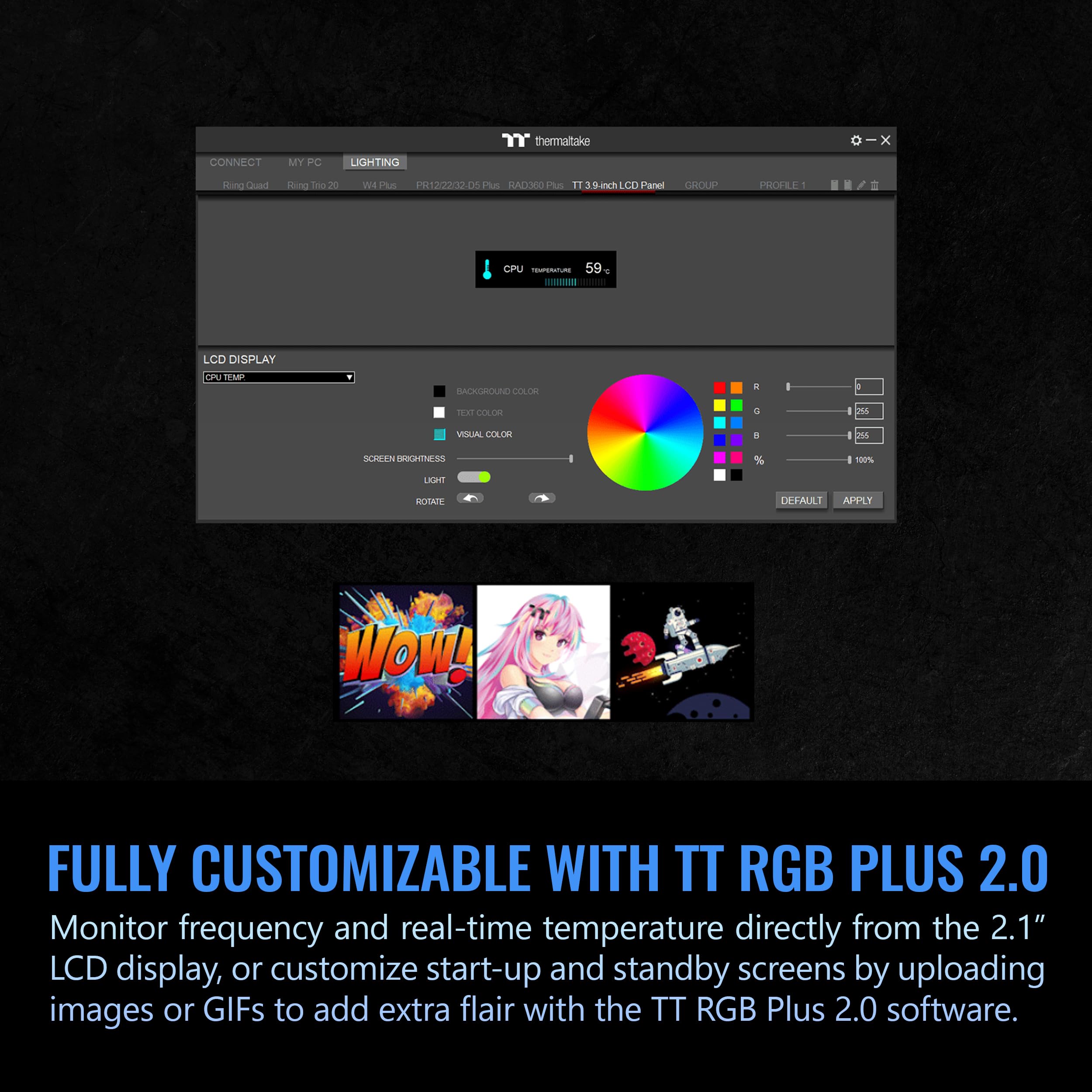 Thermaltake Tower 200 Series - Kit de Panel LCD Rosa Burbuja, Pantalla LCD de 3.9 Pulgadas, Compatible con el Software TT RGB Plus 2.0, AC-067-OOANAN-A1