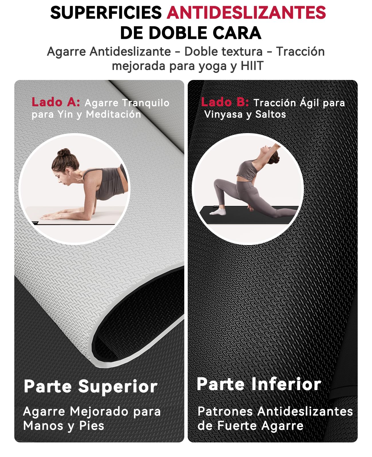 HAPBEAR Esterilla Yoga Grande, 183×76cm×5mm, con Correas de Velcro y Bolsa de Transporte, Antideslizante Colchoneta Deporte Fitness, Yoga Mat en Casa para Mujeres y Hombres