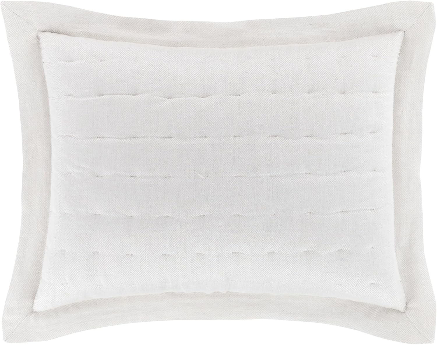 Pine Cone Hill Brussels Natural Quilted Pillow Sham, Euro Size, Neutral Solid Pattern