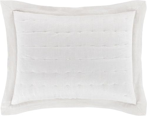 Miniatura 4 de Pine Cone Hill Brussels - Funda de almohada acolchada natural, tamaño King, patrón sólido neutro