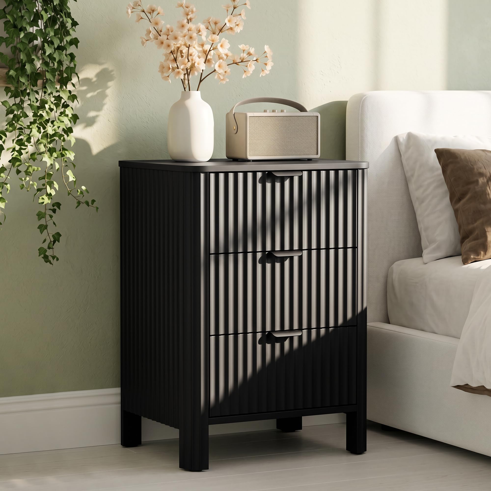 Wodeer 3-Drawer Black Dresser