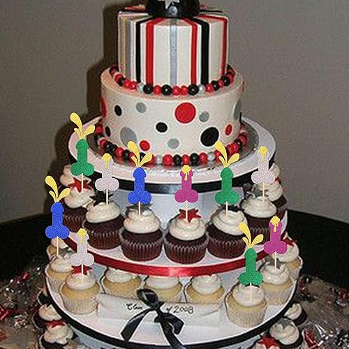 Miniatura 6 de 24 piezas de decoración de cupcakes para despedida de soltero con purpurina para despedidas de soltera, cupcakes, decoraciones divertidas para