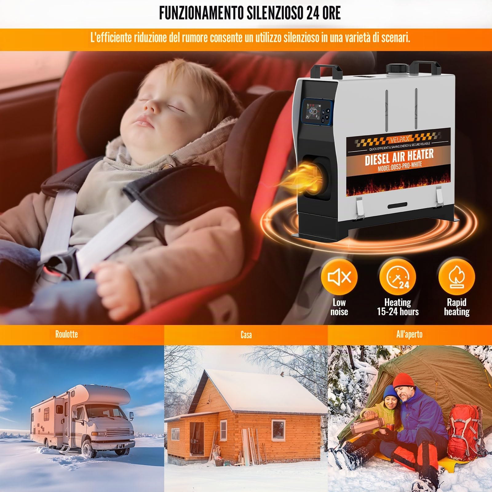 12V 24V 220V 8KW Riscaldatore Diesel da Parcheggio,all-in-One,Bluetooth APP Riscaldamento rapido LCD e Telecomando per Camper,Macchine,Camion,Autobus