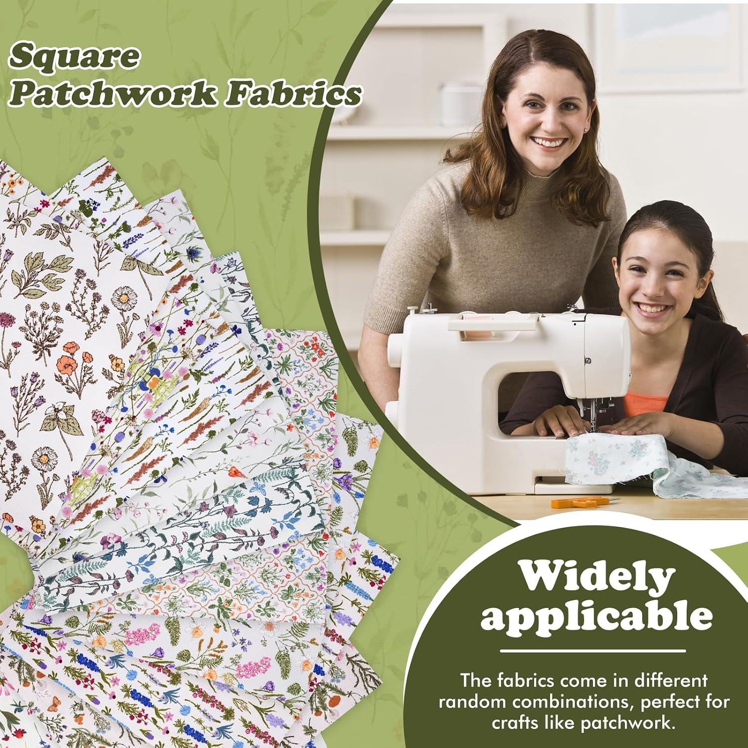20 Pcs 10" x 10" (25x25 cm) Polyester Quilting Fabric Squares Fat Quarter Bundle Floral Printed Precut Fabrics Patchwork for DIY Sewing Crafts (Wildflowers)