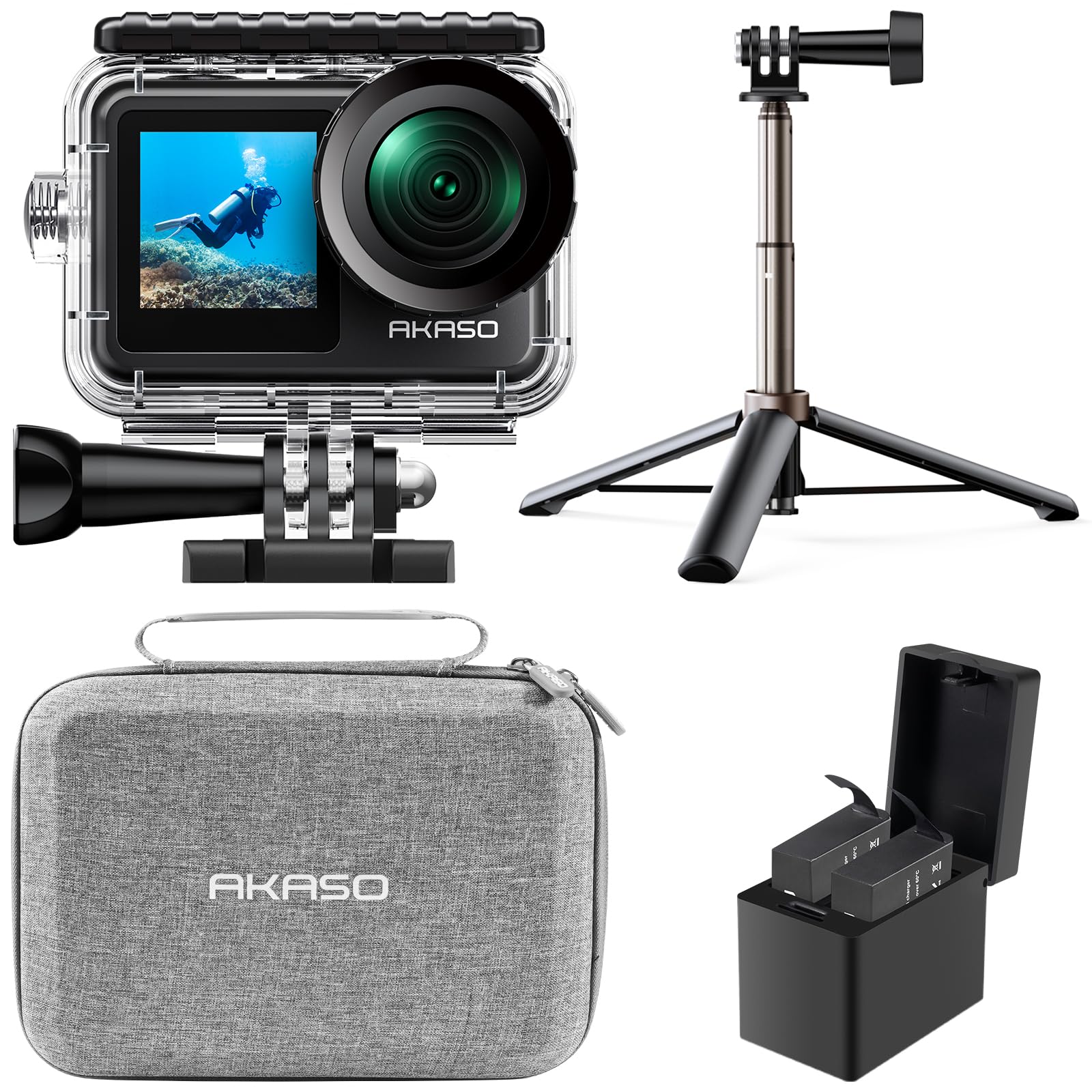 Amazon | AKASO Brave 7 LE アクションカメラ 4K60fps 20MP IPX7本機